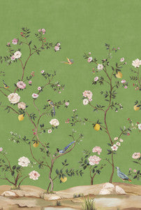 Blossom Chinoiserie Mural Green by Seabrook Wallpaper