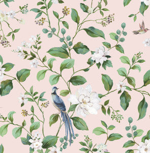 Chinoiserie Bird Vine Blush by Seabrook Wallpaper