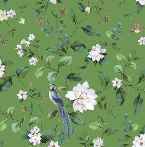 Chinoiserie Bird Vine Green by Seabrook Wallpaper