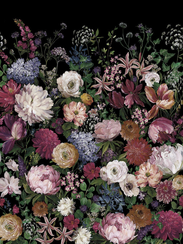 Garden Floral Mural Charcoal by Seabrook Wallpaper West Boulevard Collection United States 67.5 N/A" 81" - Fabric Carolina -