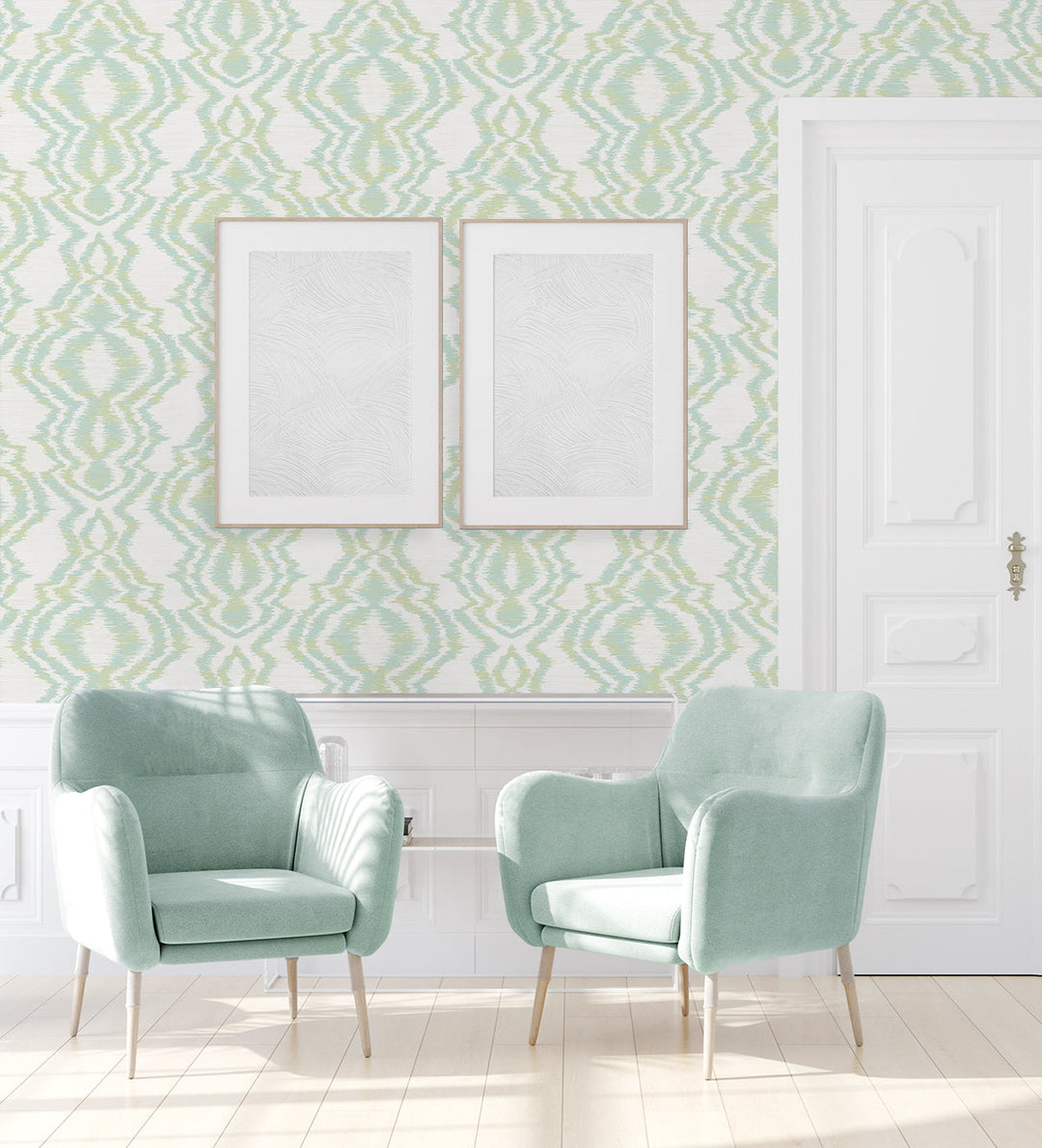 Moirella Chartreuse DBW8001 by Daisy Bennett Designs Designer Wallpaper