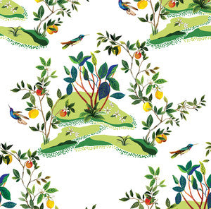Citrus Hummingbird White by Seabrook Wallpaper