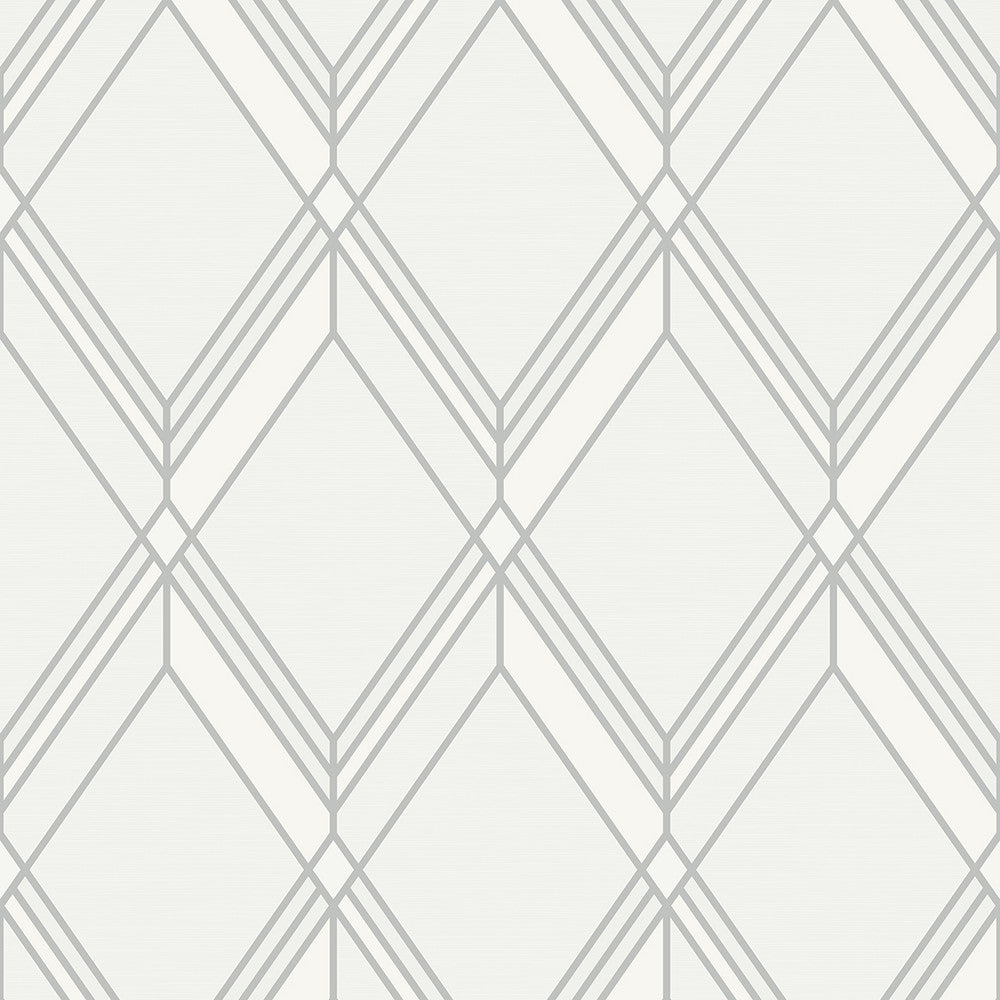 Brooklyn Diamond Metallic Silver by Seabrook Wallpaper Deco 2 United States 60.75 18" 27" - Fabric Carolina -