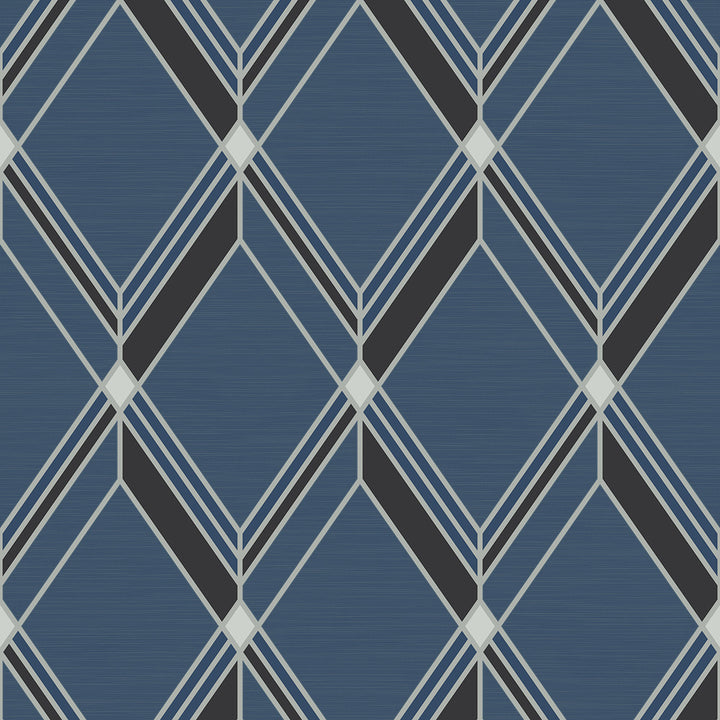 Brooklyn Diamond Blue by Seabrook Wallpaper Deco 2 United States 60.75 18" 27" - Fabric Carolina -