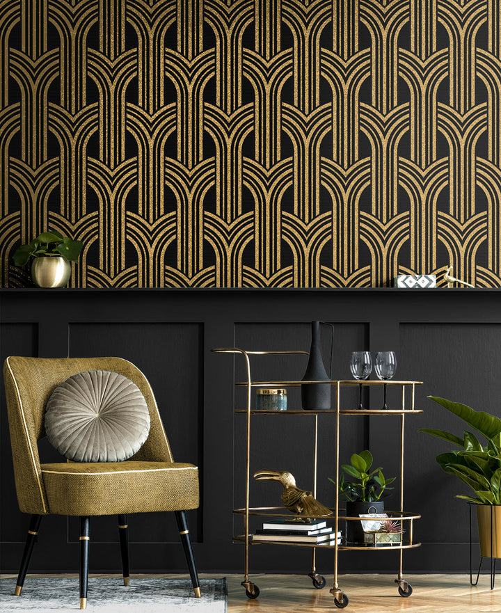 Broadway Arches Antique Gold DC61310 by Collins & Company Designer Wallpaper