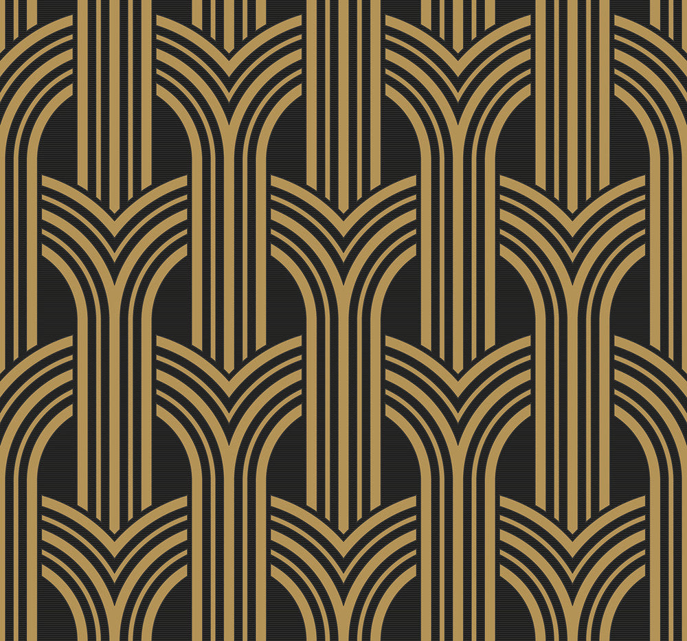 Broadway Arches Antique Gold by Seabrook Wallpaper Deco 2 United States 60.75 12.6" 27" - Fabric Carolina -
