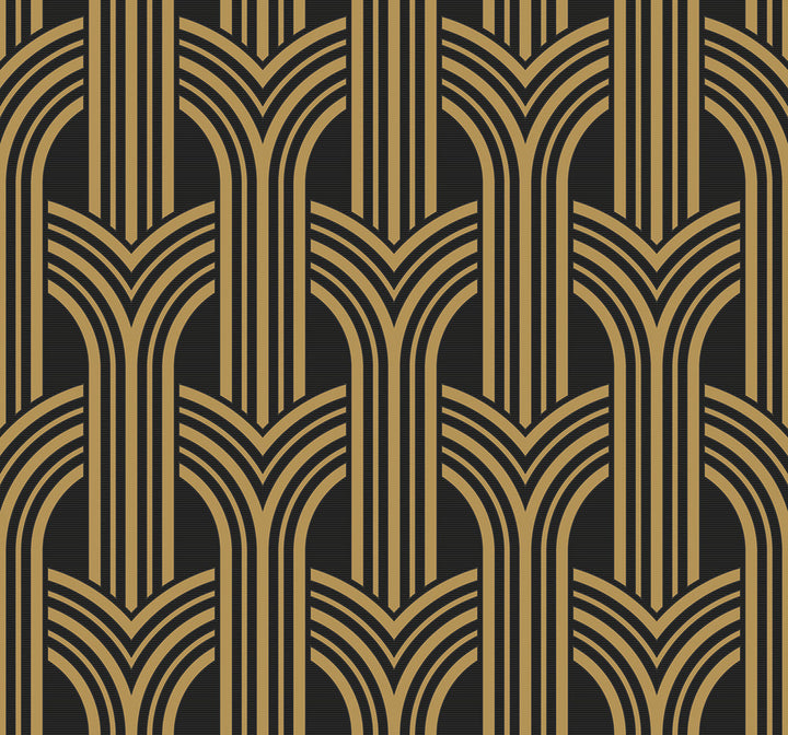 Broadway Arches Antique Gold by Seabrook Wallpaper Deco 2 United States 60.75 12.6" 27" - Fabric Carolina -