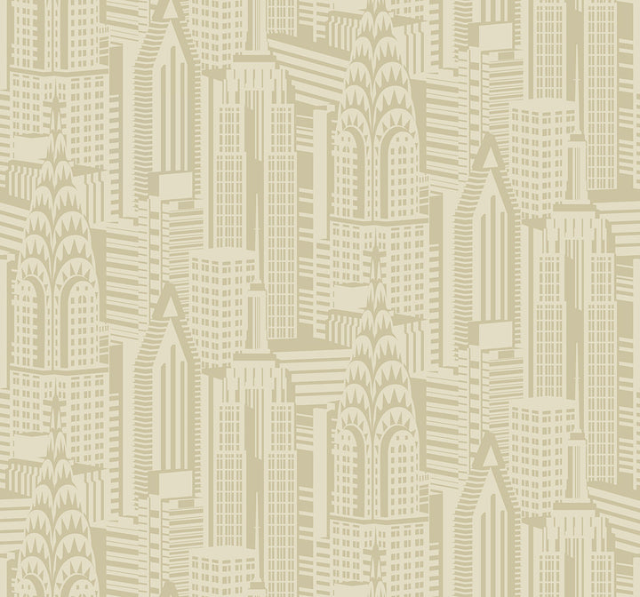 Manhattan Skyline Aurum by Seabrook Wallpaper Deco 2 United States 60.75 25.2" 27" - Fabric Carolina -