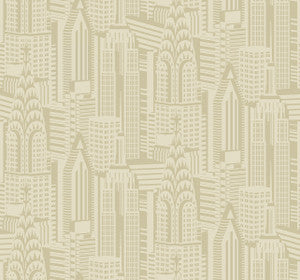 Manhattan Skyline Aurum by Seabrook Wallpaper