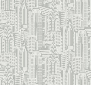 Manhattan Skyline Silver Sky by Seabrook Wallpaper