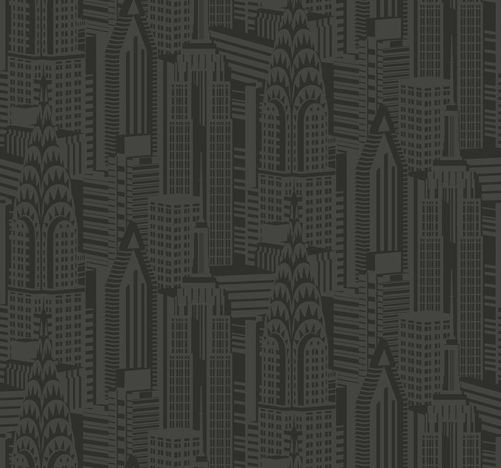 Manhattan Skyline Midnight by Seabrook Wallpaper Deco 2 United States 60.75 25.2" 27" - Fabric Carolina -