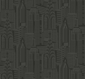 Manhattan Skyline Midnight by Seabrook Wallpaper