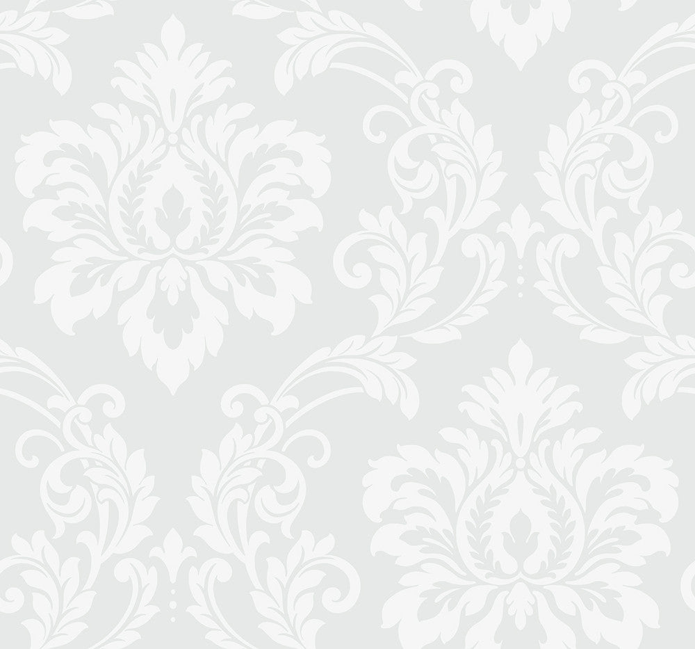 Deco Damask Frosty by Seabrook Wallpaper Deco 2 United States 60.75 25.2" 27" - Fabric Carolina -