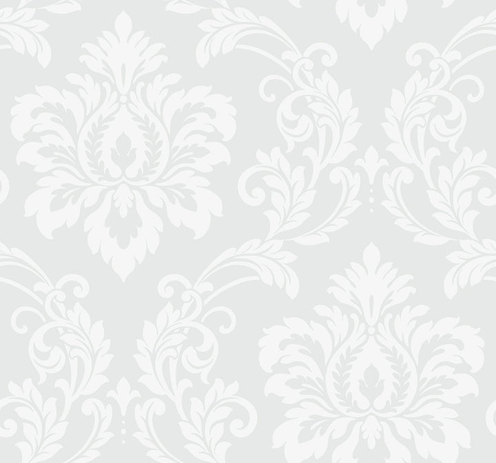 Deco Damask Frosty by Seabrook Wallpaper Deco 2 United States 60.75 25.2" 27" - Fabric Carolina -