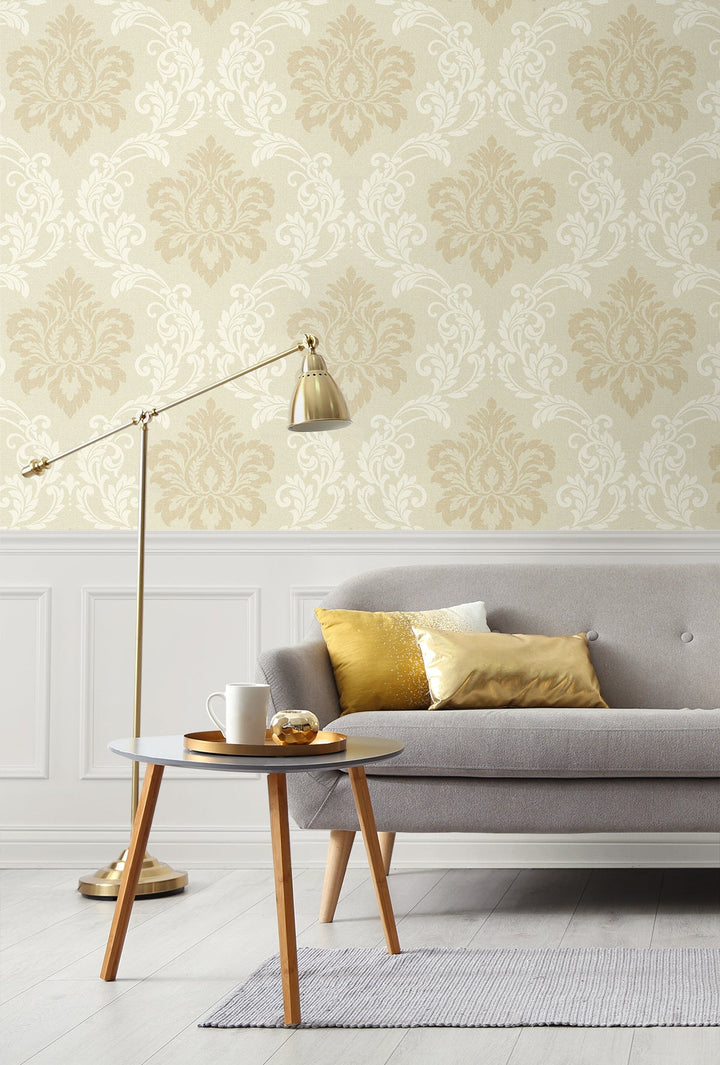 Deco Damask Linen DC61605 by Collins & Company Designer Wallpaper