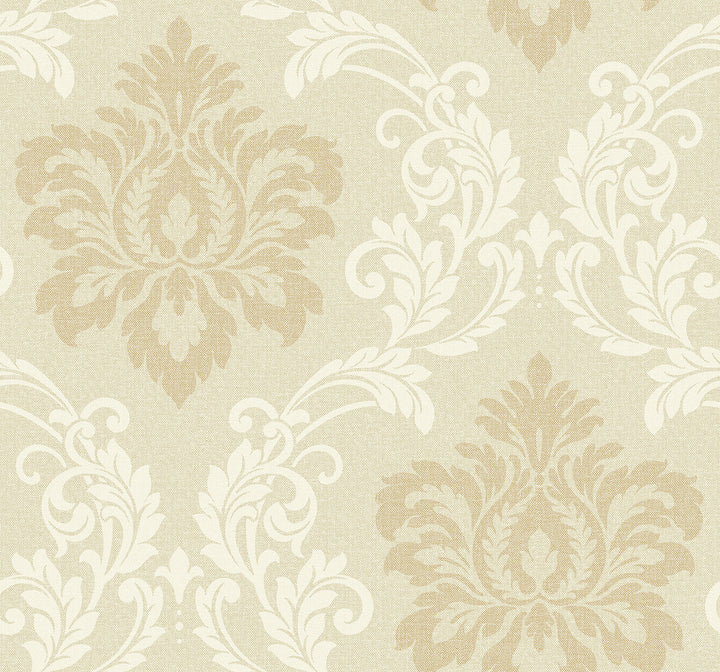 Deco Damask Linen by Seabrook Wallpaper Deco 2 United States 60.75 25.2" 27" - Fabric Carolina -