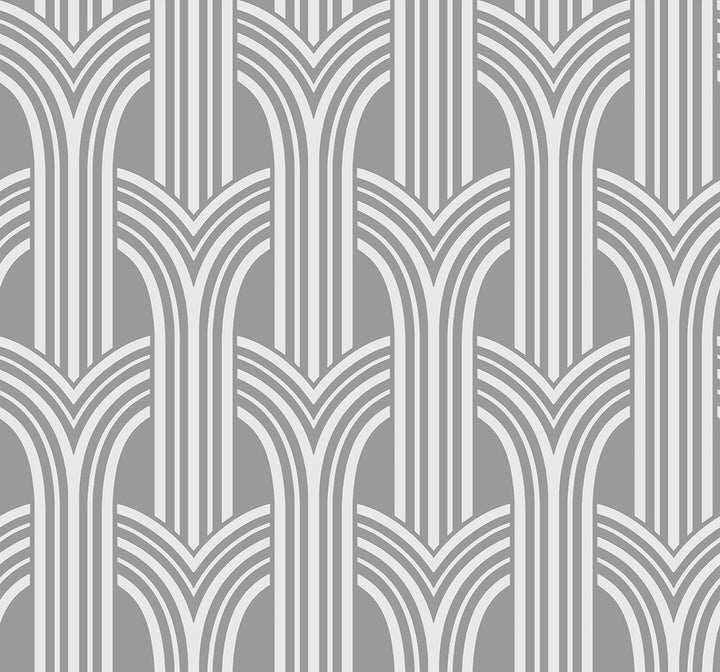 Deco Arches Metallic Silver by Seabrook Wallpaper Deco 2 United States 60.75 12.6" 27" - Fabric Carolina -