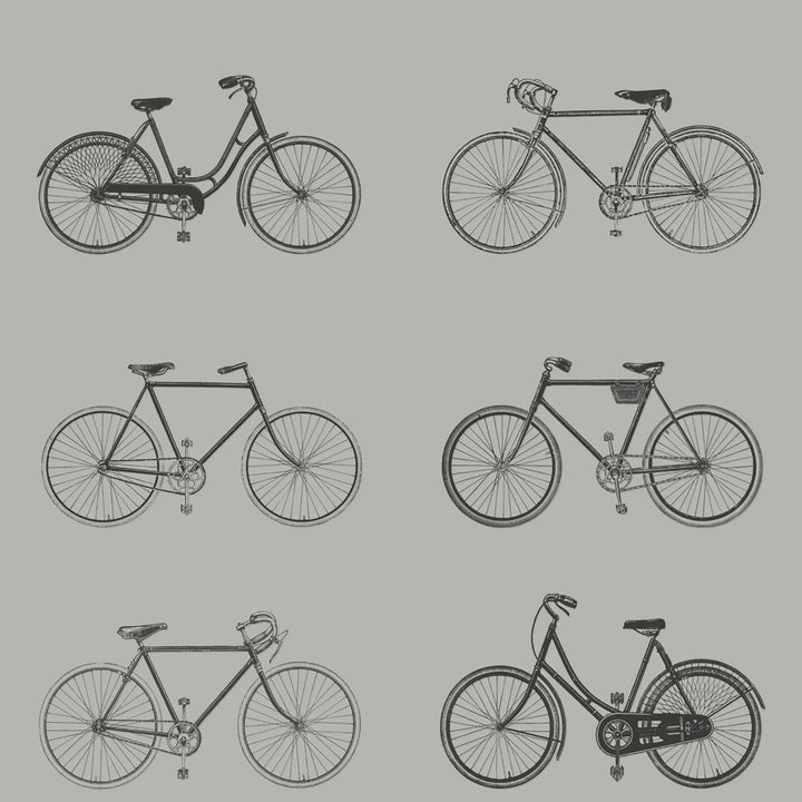 Turnblad Grey Bicycle Wallpaper by ESTA Home Design Department Covers about 56.4 square feet 20.5-in by 33-ft long roll Unpasted 20.9 - Fabric Carolina -