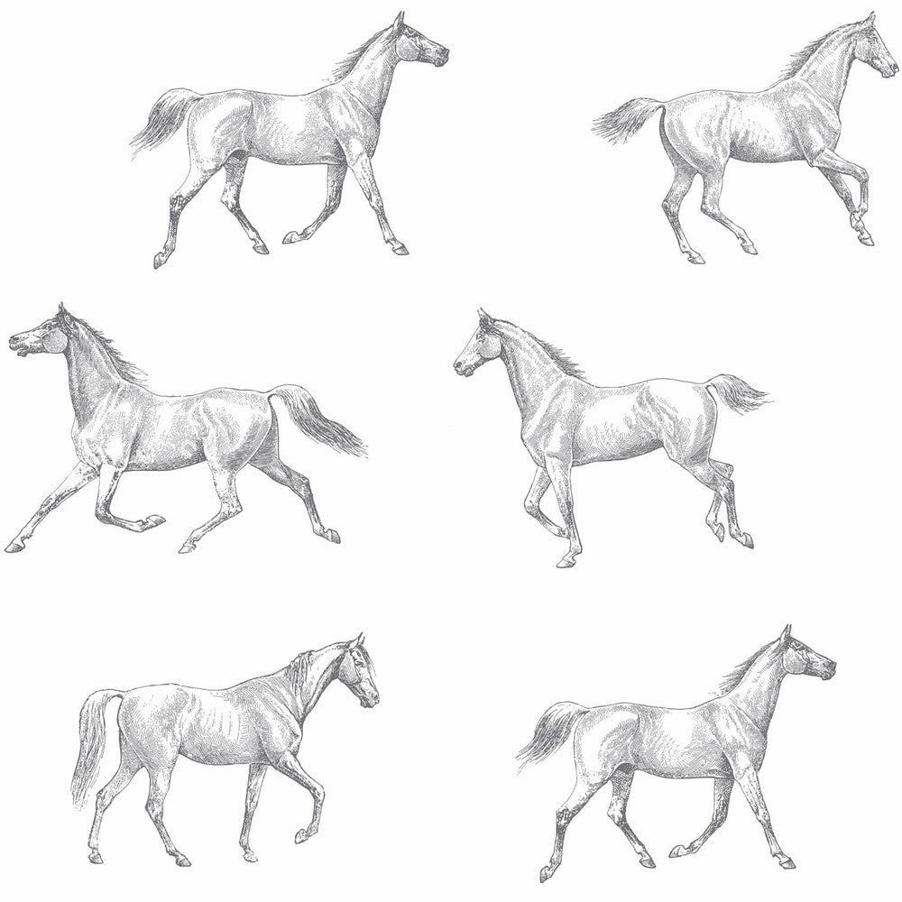 Burnett Off White Horses Wallpaper by ESTA Home Design Department Covers about 56.4 square feet 20.5-in by 33-ft long roll Unpasted 20.9 - Fabric Carolina -