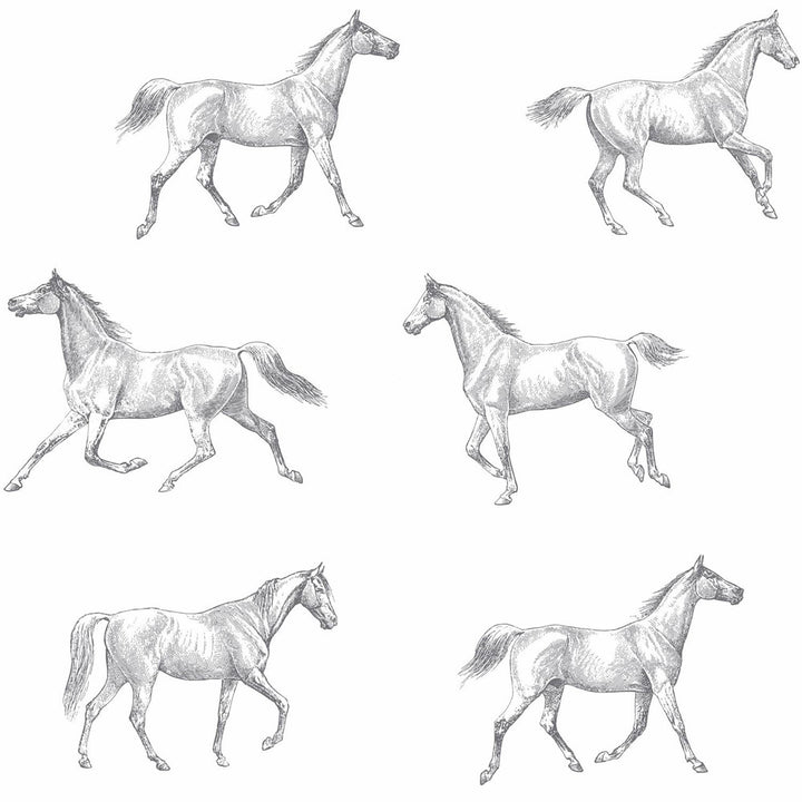 Burnett Off White Horses Wallpaper by ESTA Home Design Department Covers about 56.4 square feet 20.5-in by 33-ft long roll Unpasted 20.9 - Fabric Carolina -