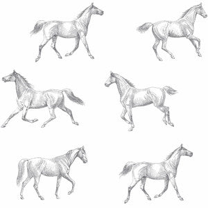 Burnett Off White Horses Wallpaper by ESTA Home