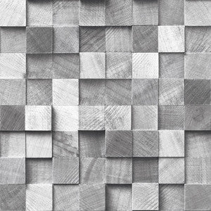 Tevye Grey Wood Geometric Wallpaper by ESTA Home