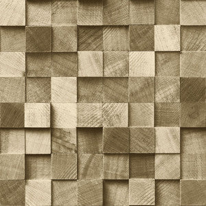 Tevye Gold Wood Geometric Wallpaper by ESTA Home
