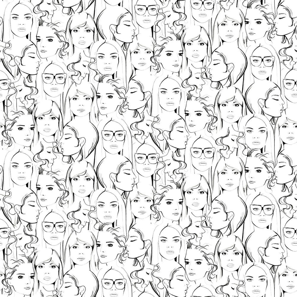 Buckley Off White Face Collage Wallpaper by ESTA Home Design Department Covers about 56.4 square feet 20.5-in by 33-ft long roll Unpasted 10.4 - Fabric Carolina -