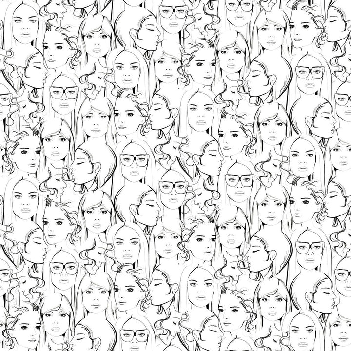 Buckley Off White Face Collage Wallpaper by ESTA Home Design Department Covers about 56.4 square feet 20.5-in by 33-ft long roll Unpasted 10.4 - Fabric Carolina -