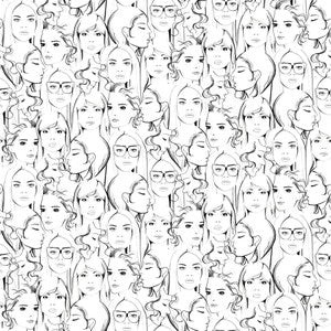 Buckley Off White Face Collage Wallpaper by ESTA Home