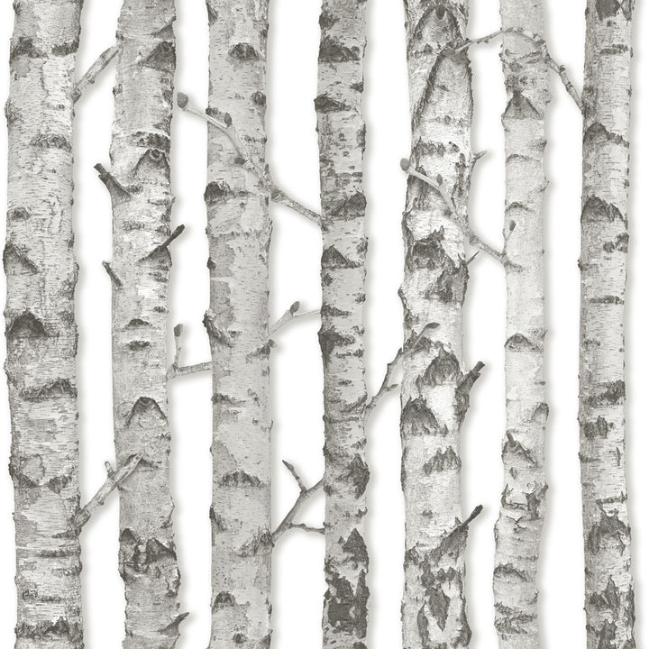 Merman Light Grey Birch Tree Wallpaper by ESTA Home Design Department Covers about 56.4 square feet 20.5-in by 33-ft long roll Unpasted 20.9 - Fabric Carolina -