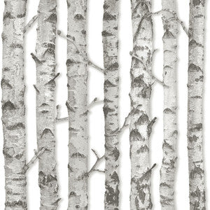 Merman Light Grey Birch Tree Wallpaper by ESTA Home