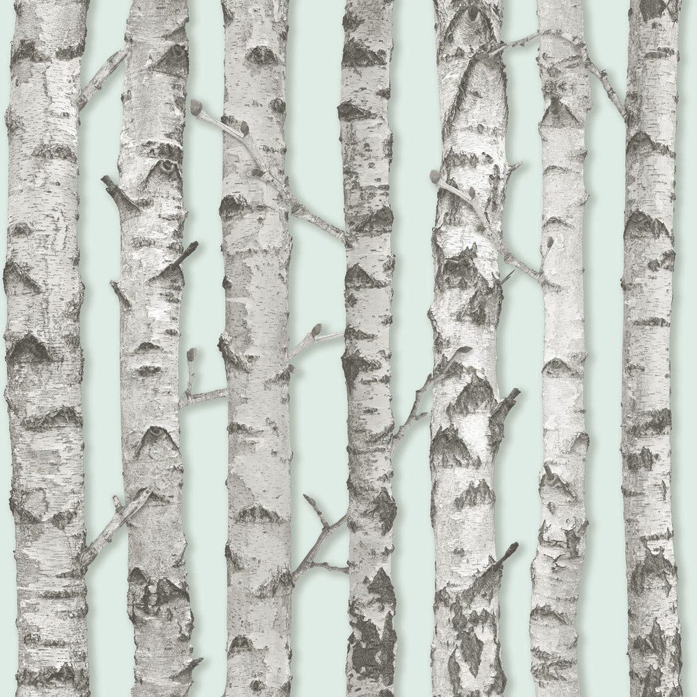 Merman Mint Birch Tree Wallpaper by ESTA Home Design Department Covers about 56.4 square feet 20.5-in by 33-ft long roll Unpasted 20.9 - Fabric Carolina -