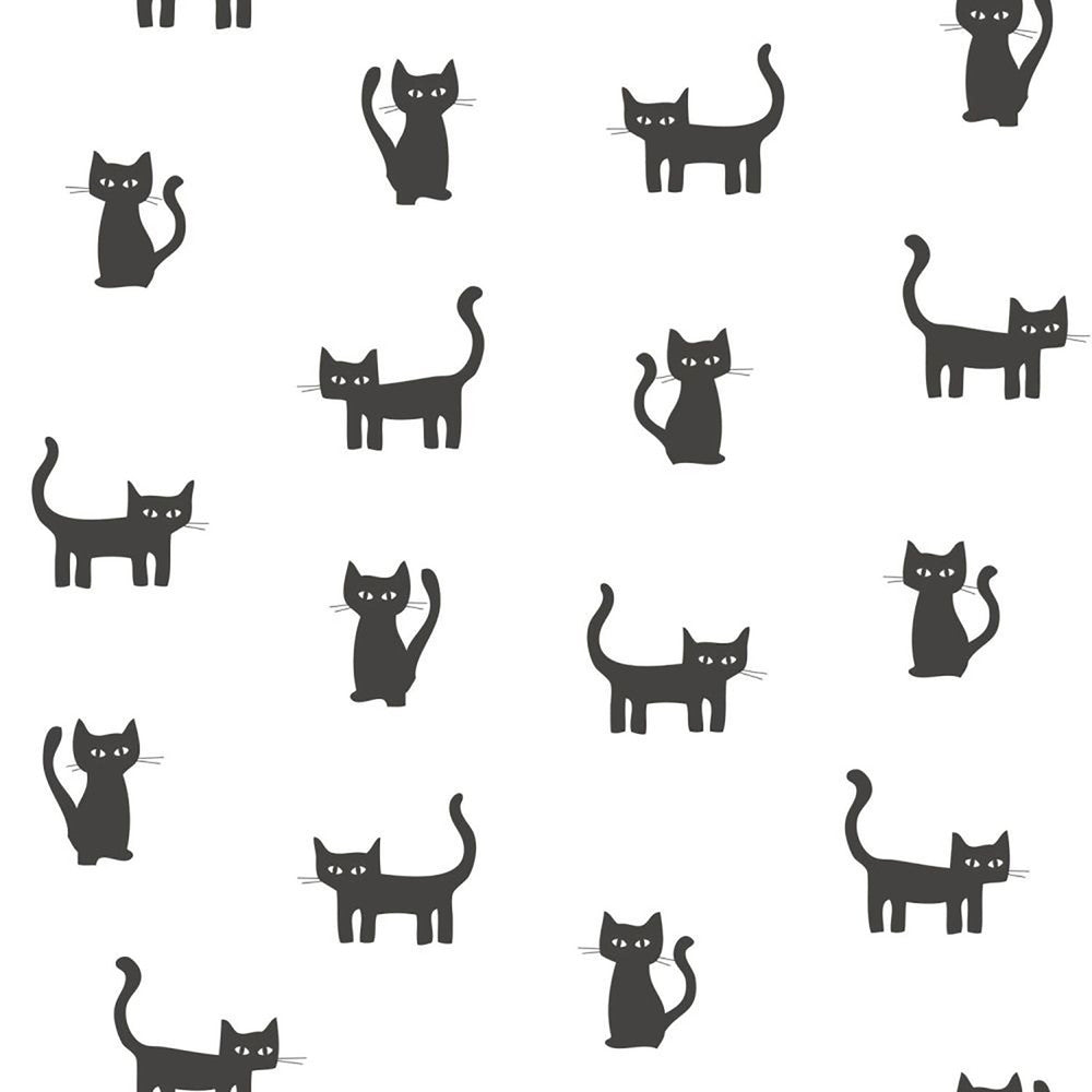 Salem Black Kittens Wallpaper by ESTA Home Design Department Covers about 57.5 square feet 20.9-in by 33-ft long roll Unpasted 20.9 - Fabric Carolina -