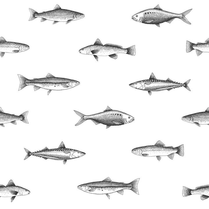 Fiyero Off White Fish Wallpaper by ESTA Home Design Department Covers about 56.4 square feet 20.5-in by 33-ft long roll Unpasted 20.9 - Fabric Carolina -