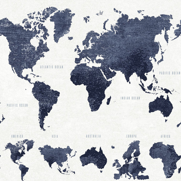 Boq Dark Blue World Map Wallpaper by ESTA Home Design Department Covers about 56.4 square feet 20.5-in by 33-ft long roll Unpasted 20.9 - Fabric Carolina -