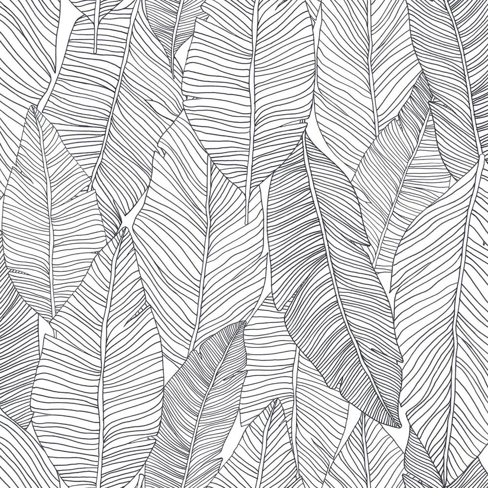 Thuy Grey Banana Leaves Wallpaper by ESTA Home Design Department Covers about 56.4 square feet 20.5-in by 33-ft long roll Unpasted 20.9 - Fabric Carolina -