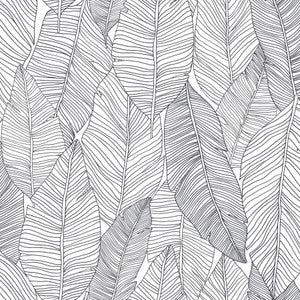 Thuy Grey Banana Leaves Wallpaper by ESTA Home