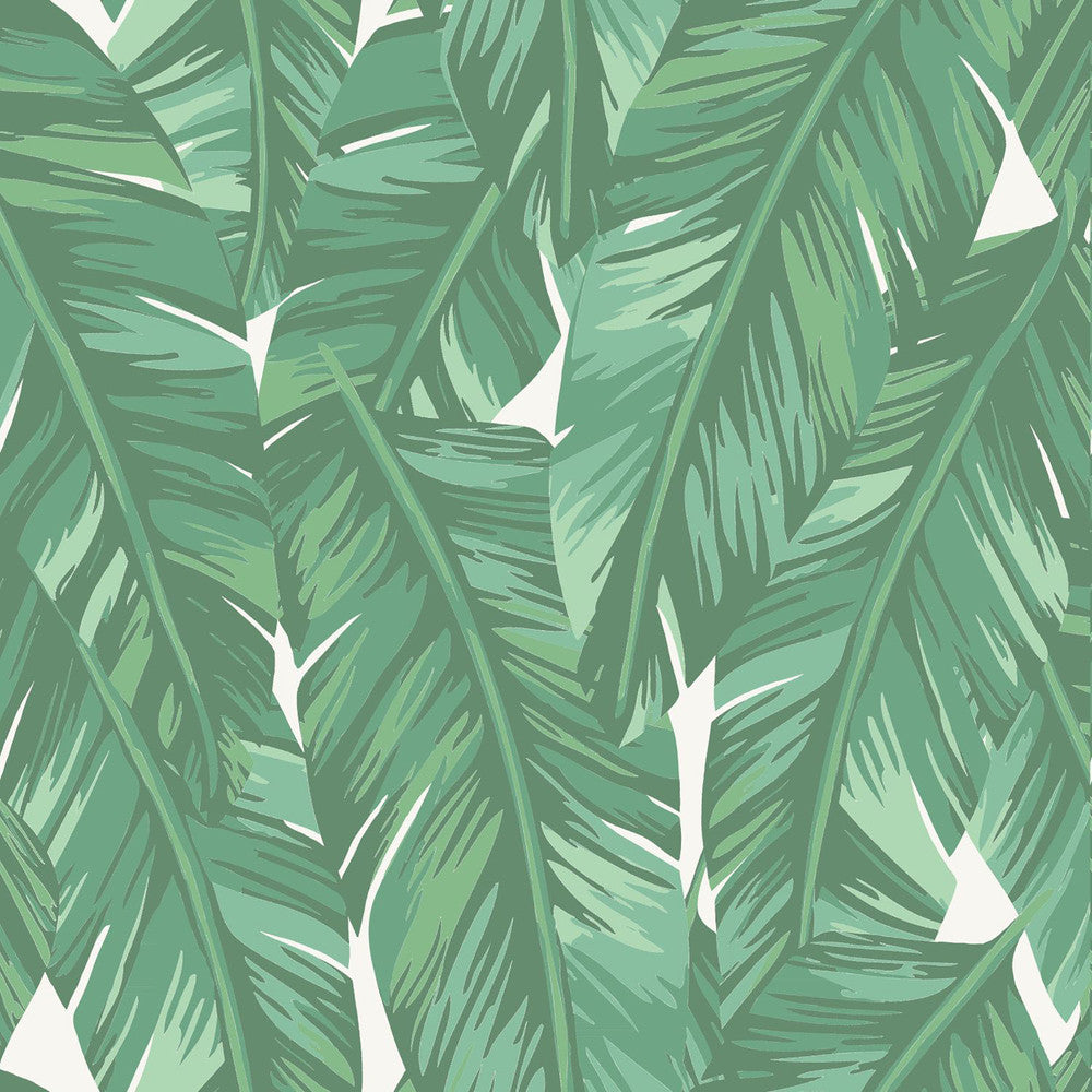 Dumott Green Tropical Leaves Wallpaper by ESTA Home Design Department Covers about 56.4 square feet 20.5-in by 33-ft long roll Unpasted 20.9 - Fabric Carolina -