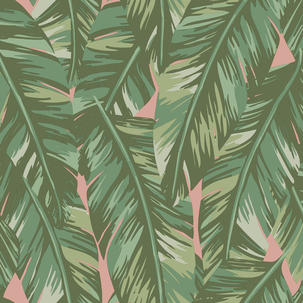 Dumott Olive Tropical Leaves Wallpaper by ESTA Home Design Department Covers about 56.4 square feet 20.5-in by 33-ft long roll Unpasted 20.9 - Fabric Carolina -