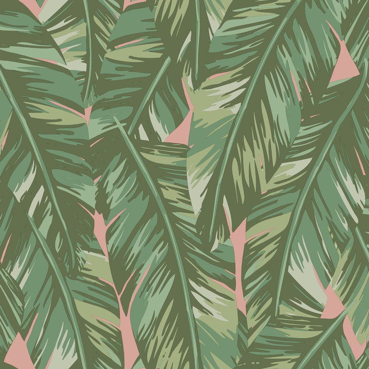 Dumott Olive Tropical Leaves Wallpaper by ESTA Home Design Department Covers about 56.4 square feet 20.5-in by 33-ft long roll Unpasted 20.9 - Fabric Carolina -