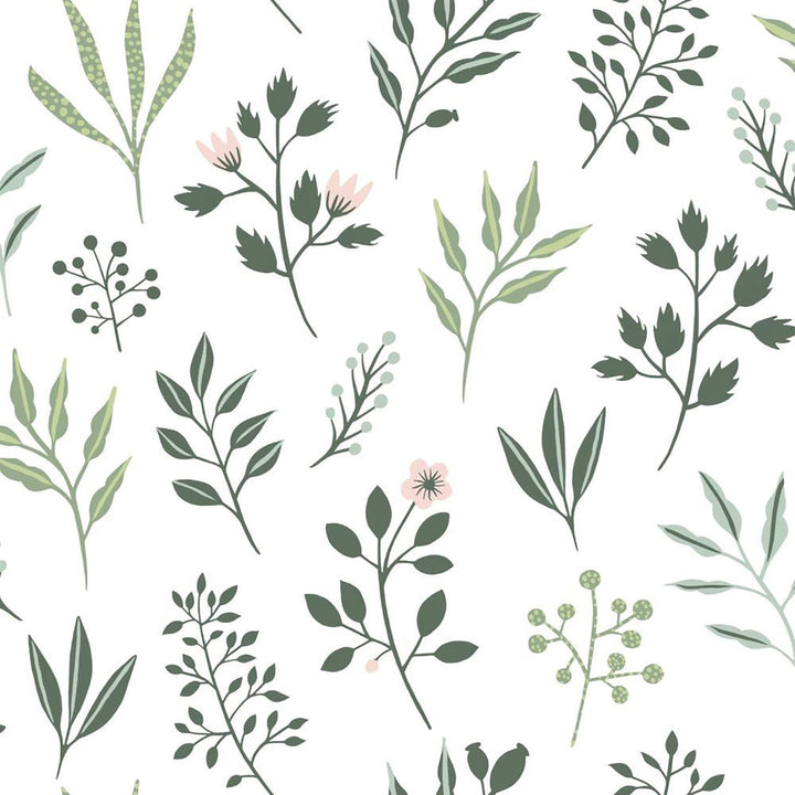 Cynara White Scandinavian Floral Wallpaper by ESTA Home Design Department Covers about 57.5 square feet 20.9-in by 33-ft long roll Unpasted 20.9 - Fabric Carolina -