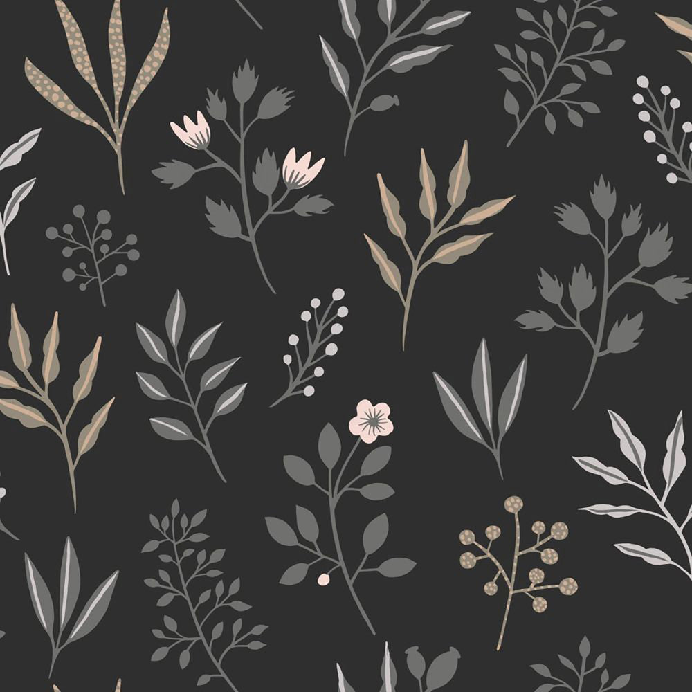 Cynara Charcoal Scandinavian Floral Wallpaper by ESTA Home Design Department Covers about 57.5 square feet 20.9-in by 33-ft long roll Unpasted 20.9 - Fabric Carolina -