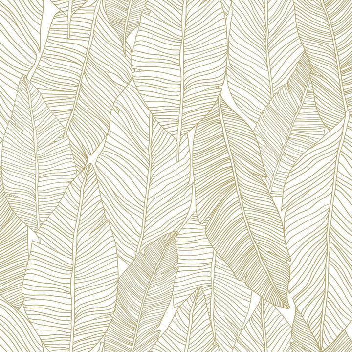 Canales White Gold Inked Leaves Wallpaper by ESTA Home Design Department Covers about 57.5 square feet 20.9-in by 33-ft long roll Unpasted 20.9 - Fabric Carolina -