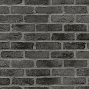 Burnham Black Brick Wall Wallpaper by ESTA Home