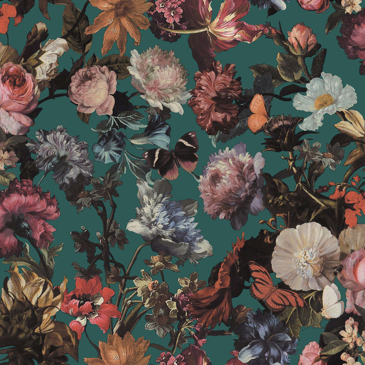 Zarinda Sea Green Flowers Wallpaper by ESTA Home Design Department Covers about 57.5 square feet 20.9-in by 33-ft long roll Unpasted 20.9 - Fabric Carolina -