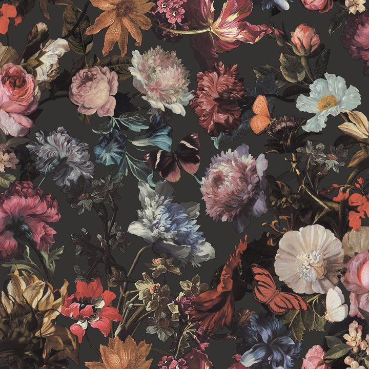 Zarinda Dark Grey Flowers Wallpaper by ESTA Home Design Department Covers about 57.5 square feet 20.9-in by 33-ft long roll Unpasted 20.9 - Fabric Carolina -
