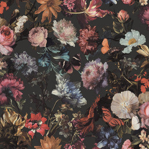 Zarinda Dark Grey Flowers Wallpaper by ESTA Home