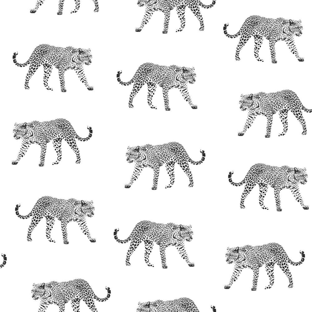 Prowl White Jaguars Wallpaper by ESTA Home Design Department Covers about 57.5 square feet 20.9-in by 33-ft long roll Unpasted 20.9 - Fabric Carolina -