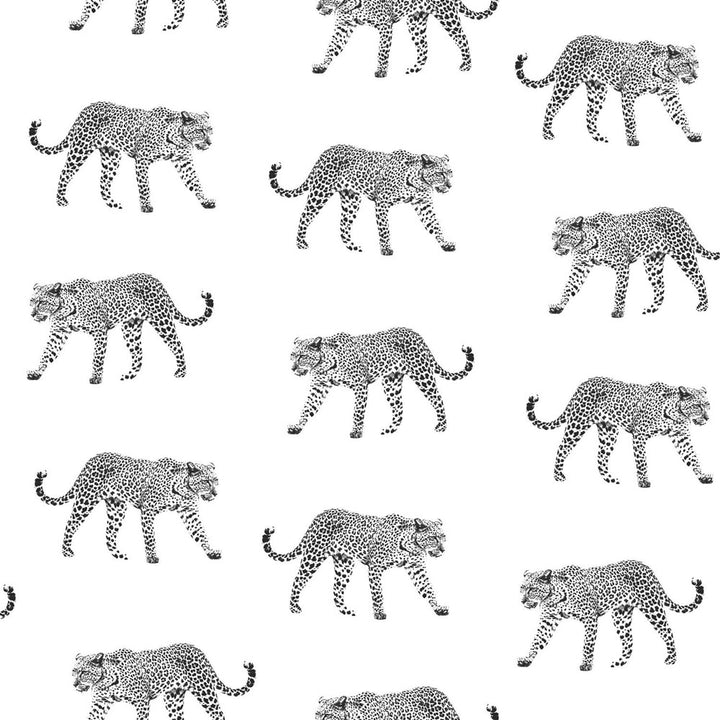 Prowl White Jaguars Wallpaper by ESTA Home Design Department Covers about 57.5 square feet 20.9-in by 33-ft long roll Unpasted 20.9 - Fabric Carolina -